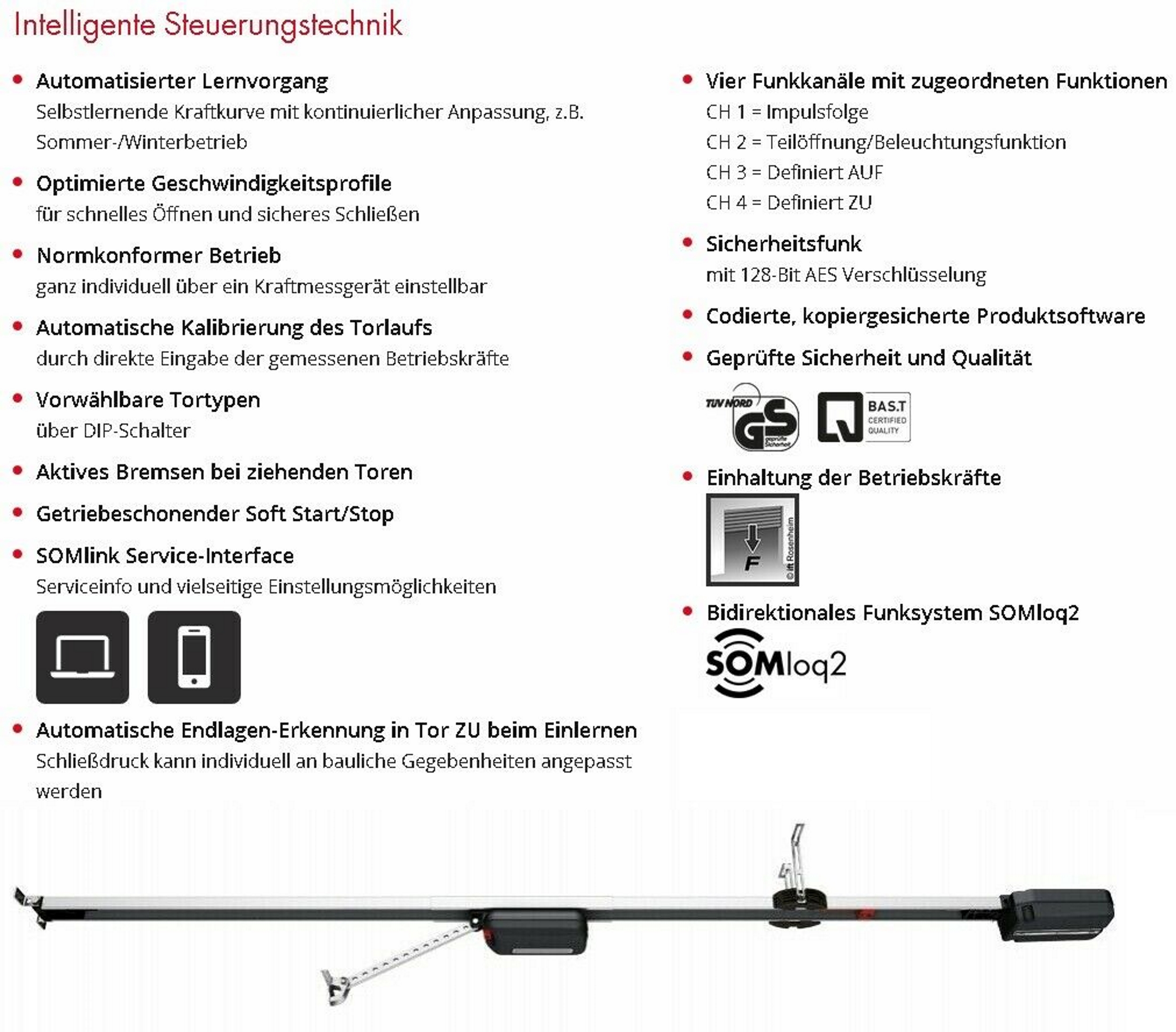 Sommer Garagentorantrieb Garagentoröffner S9080 base+ 800 N - inkl. 2