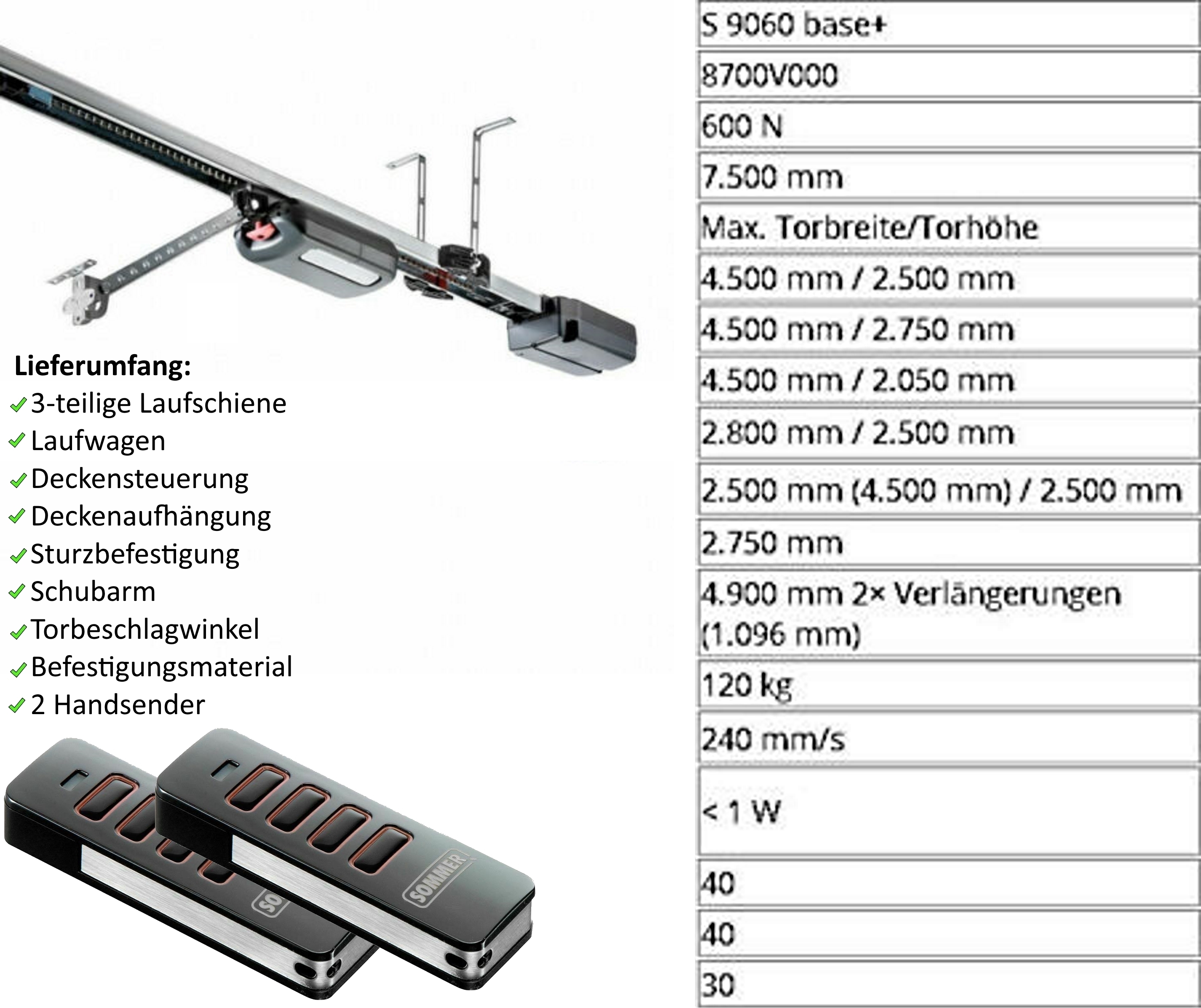 Sommer Garagentorantrieb Garagentoröffner für Sekionaltor Schwingtore